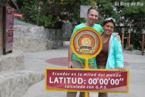 Jan en Andrea op de evenaar in Quito