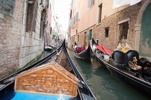 venice gonolas in canal